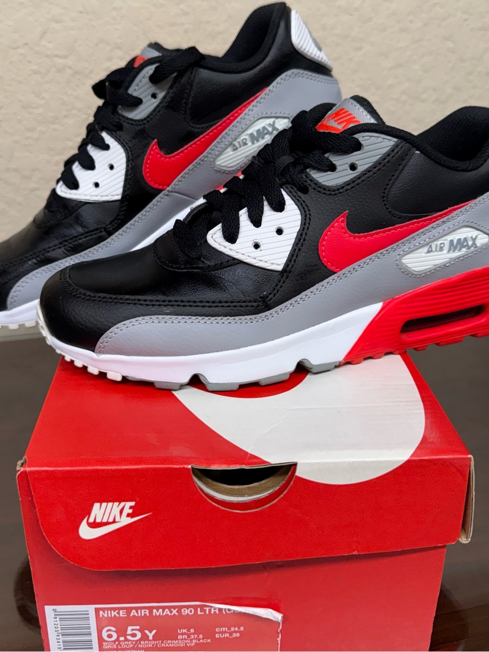 Nike Air Max 90 Sneakers - Black, Gray & Red